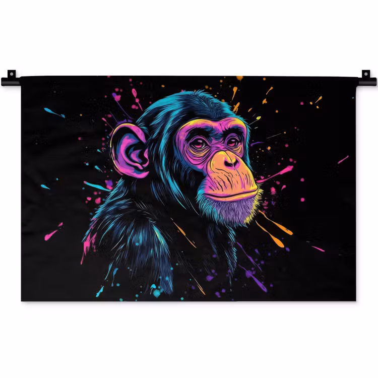 Wandkleed - Aap - Verf - Neon - Kleur — 1