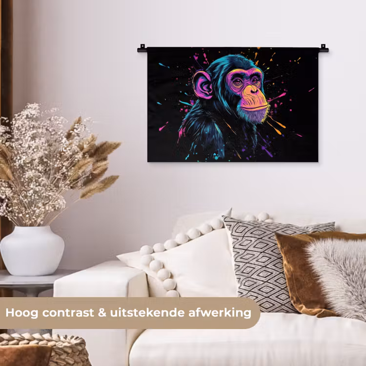 Wandkleed - Aap - Verf - Neon - Kleur — 4