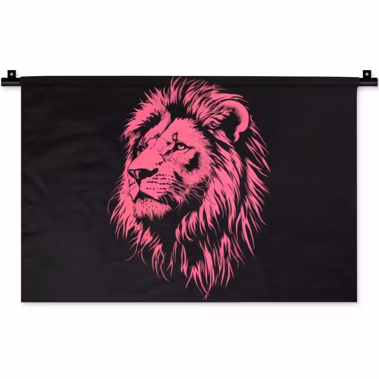 Wandkleed - Leeuw - Zwart - Roze - Neon — 1