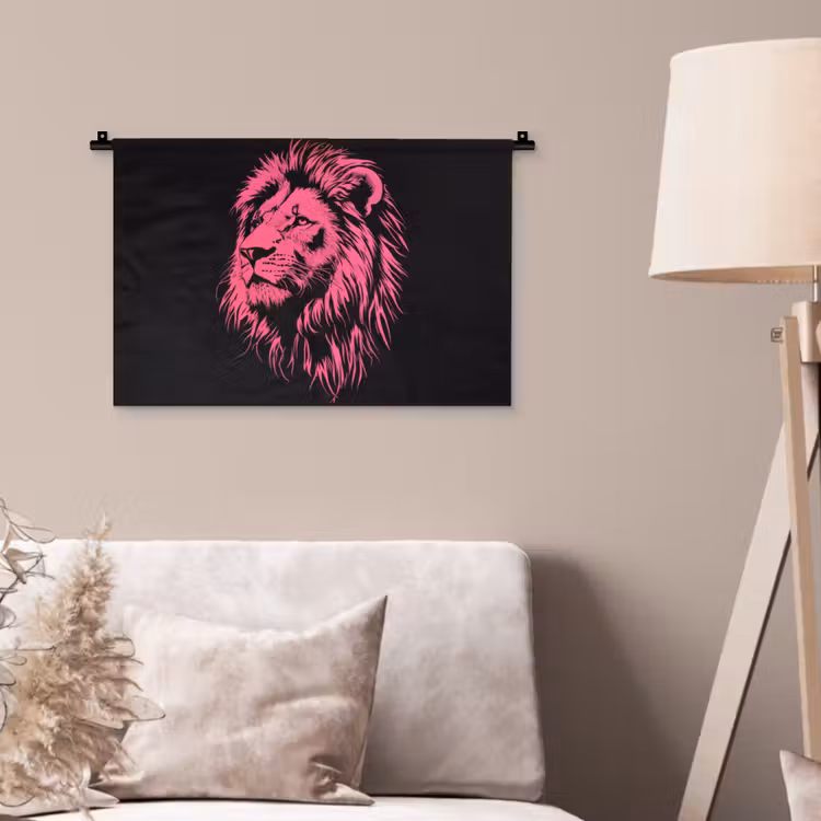 Wandkleed - Leeuw - Zwart - Roze - Neon — 2