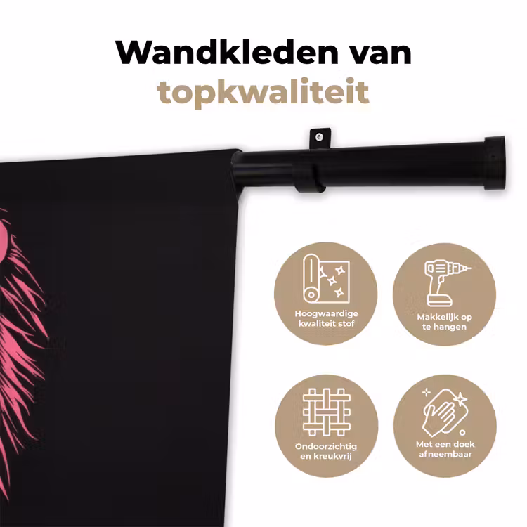 Wandkleed - Leeuw - Zwart - Roze - Neon — 3