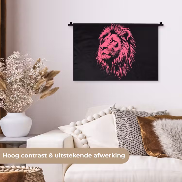Wandkleed - Leeuw - Zwart - Roze - Neon — 4