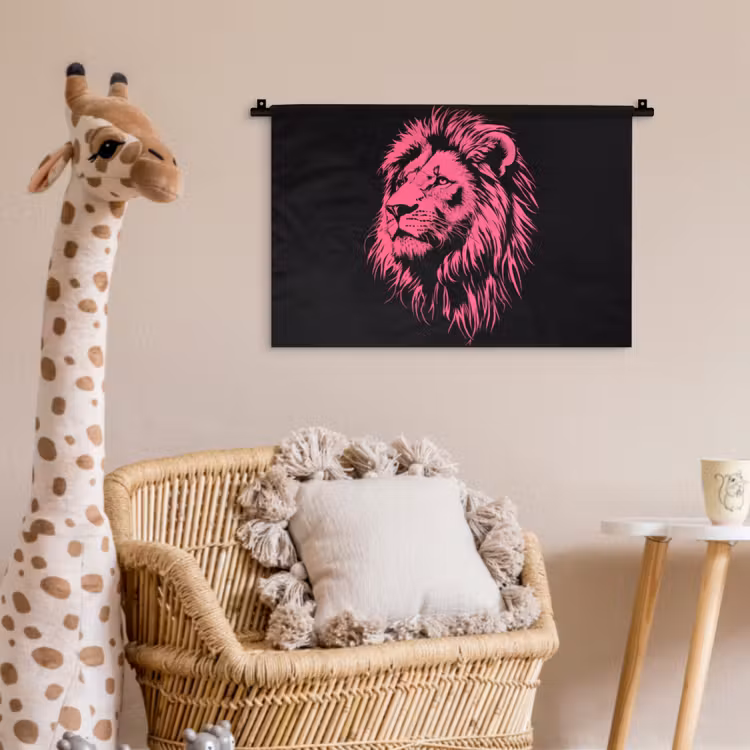 Wandkleed - Leeuw - Zwart - Roze - Neon — 5