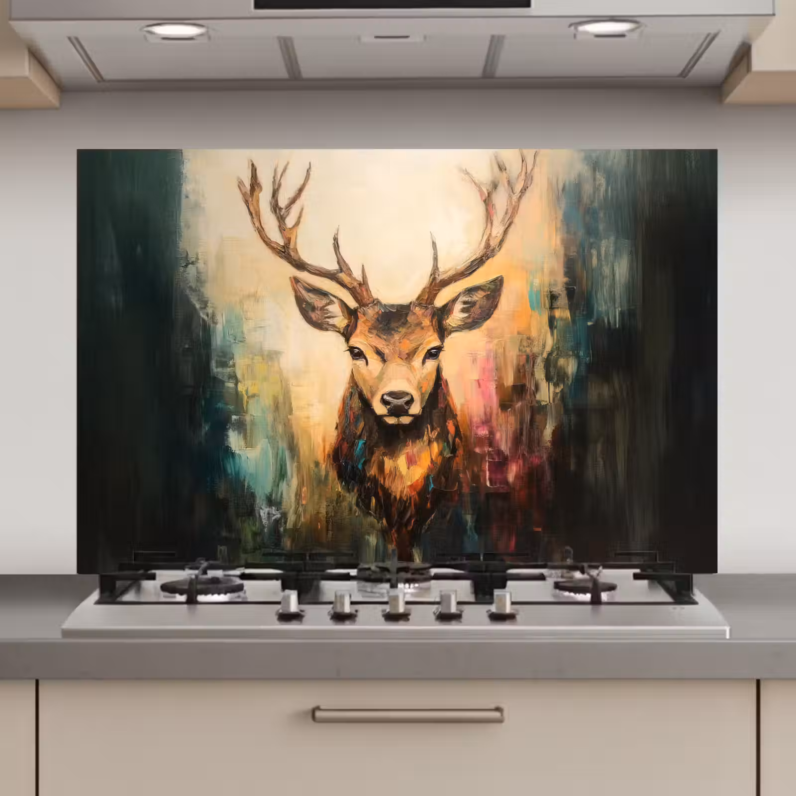 Spatscherm keuken - Hert - Geverfd - Gewei - Bruin — 1