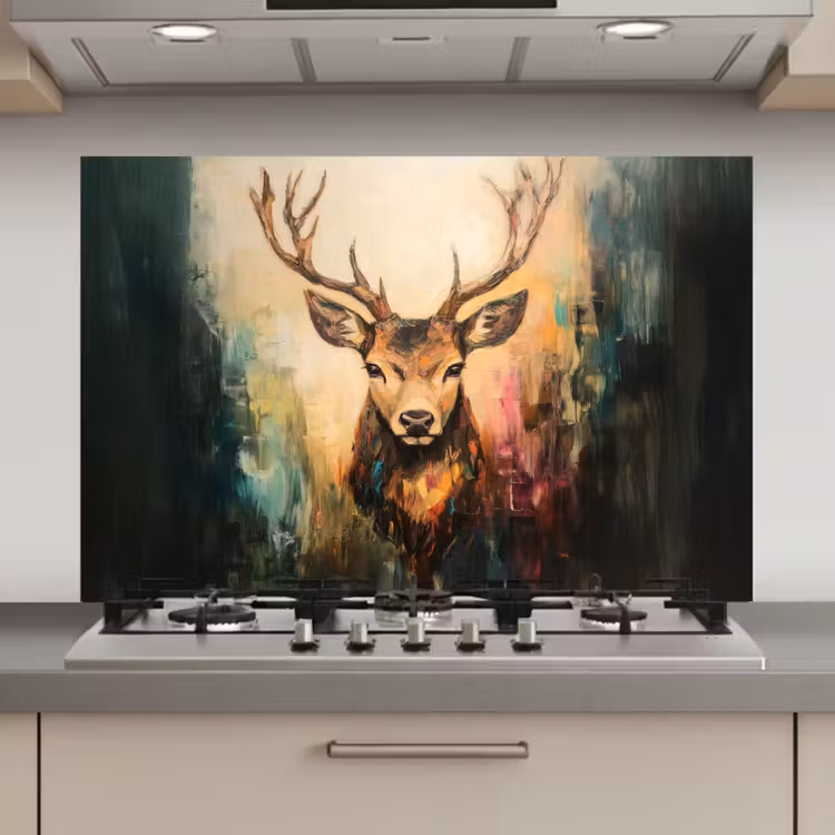Spatscherm keuken - Hert - Geverfd - Gewei - Bruin — 1