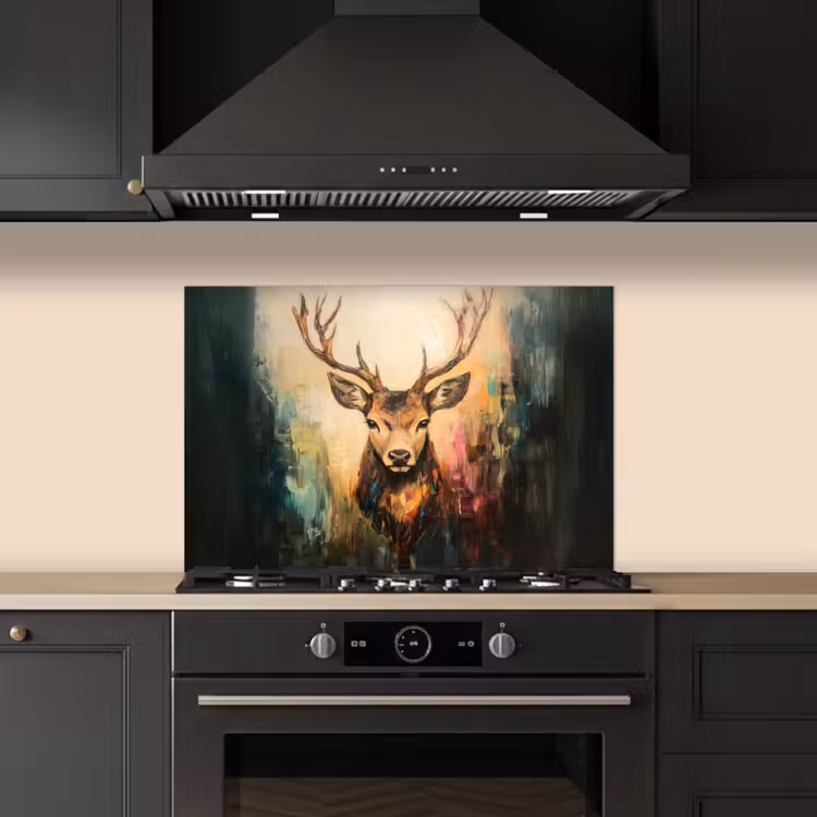 Spatscherm keuken - Hert - Geverfd - Gewei - Bruin — 2