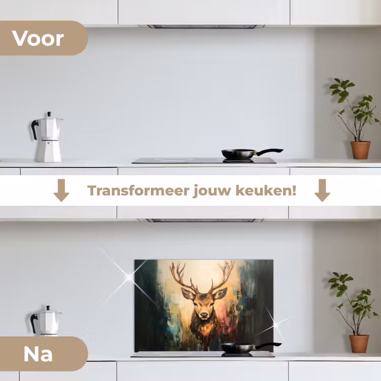 Spatscherm keuken - Hert - Geverfd - Gewei - Bruin — 3