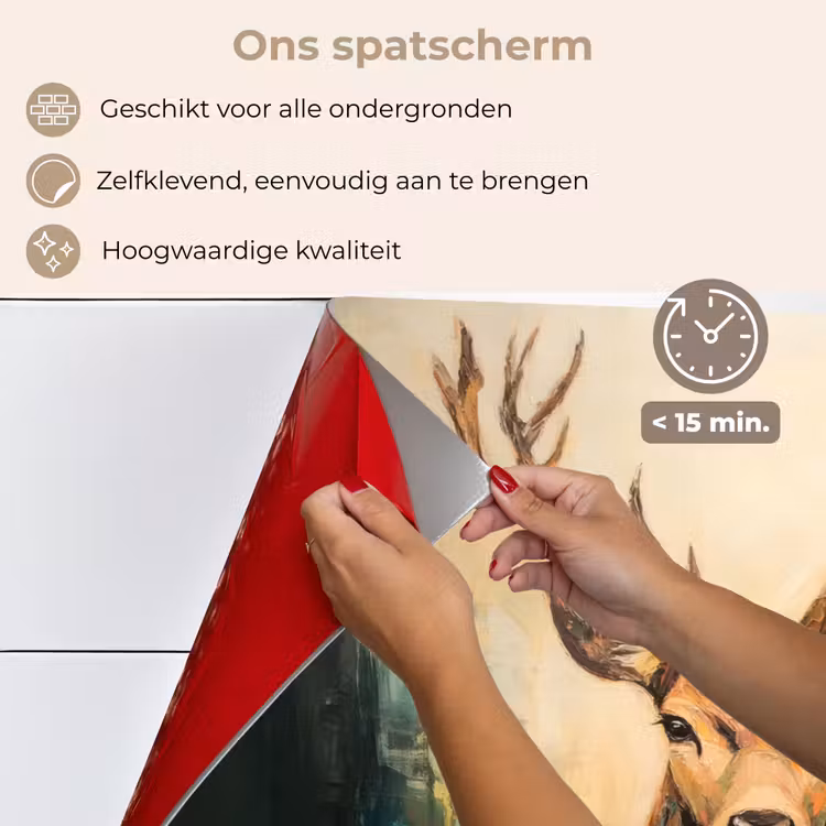 Spatscherm keuken - Hert - Geverfd - Gewei - Bruin — 4