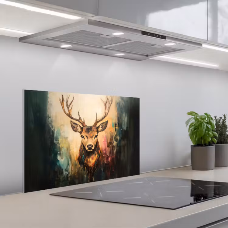 Spatscherm keuken - Hert - Geverfd - Gewei - Bruin — 5