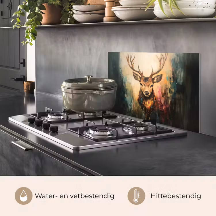 Spatscherm keuken - Hert - Geverfd - Gewei - Bruin — 7