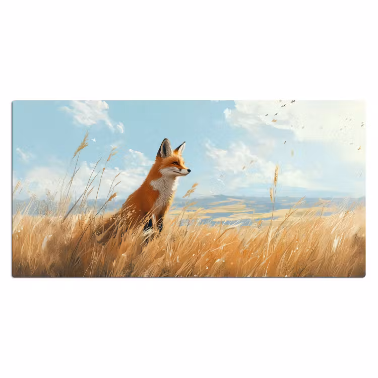 Bureau onderlegger - Vos - Gras - Wolken - Oranje — 1