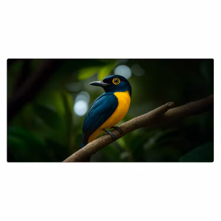 Bureau onderlegger - Vogel - Tak - Geel - Bladeren — 1