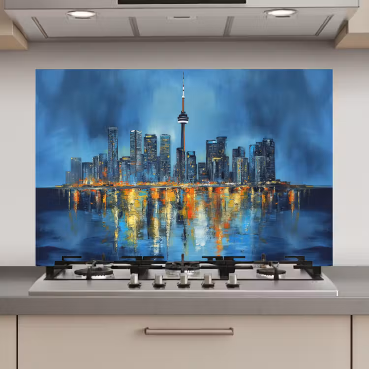 Spatscherm keuken - Skyline Toronto - Water - Stadslichten - Toren — 1
