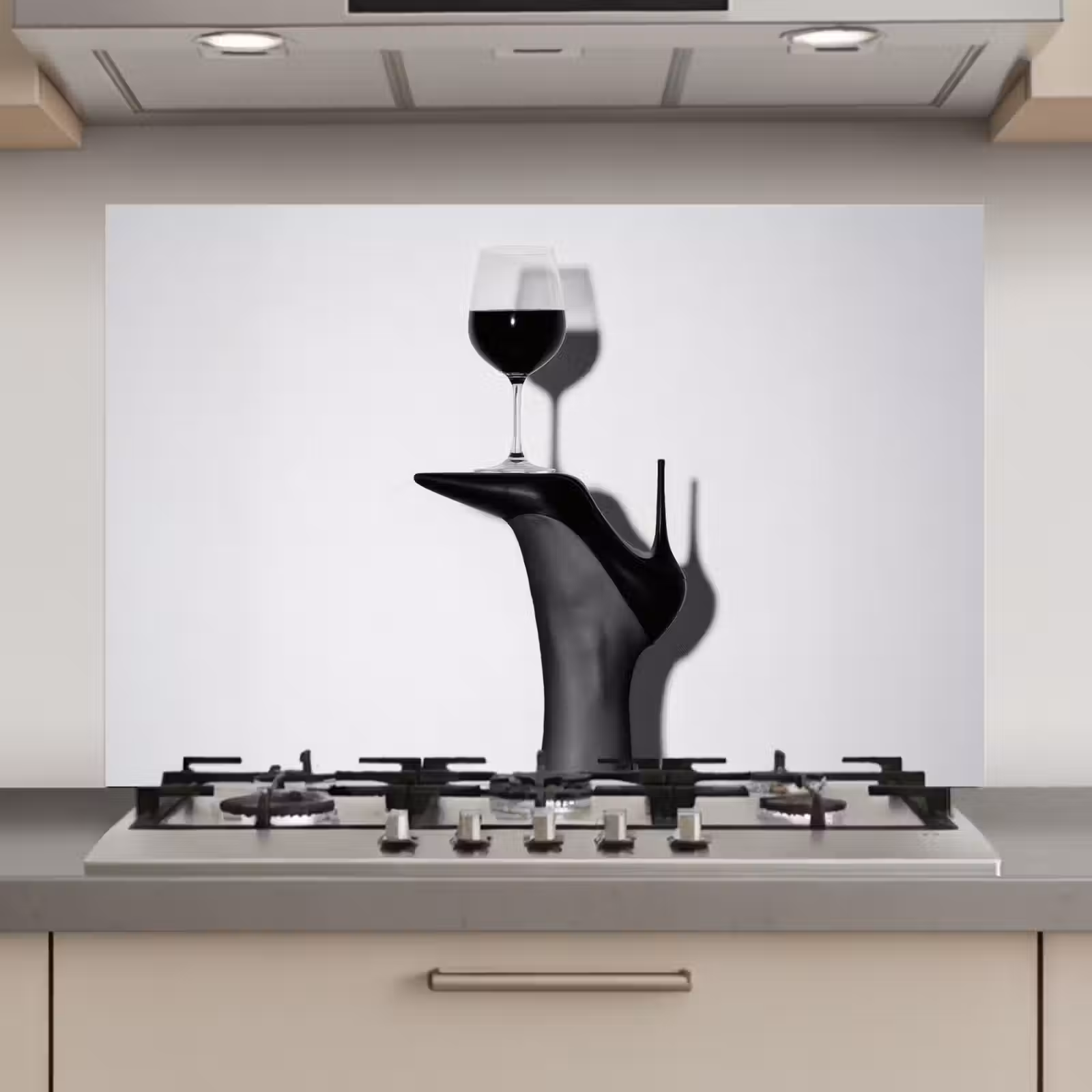 Spatscherm keuken - Hak - Wijn - Minimalistisch - Zwart — 1