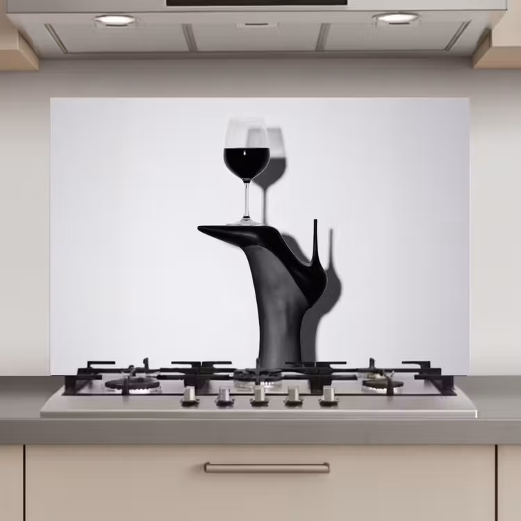 Spatscherm keuken - Hak - Wijn - Minimalistisch - Zwart — 1