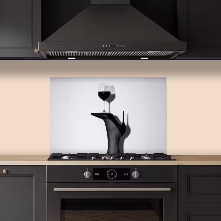 Spatscherm keuken - Hak - Wijn - Minimalistisch - Zwart — 2