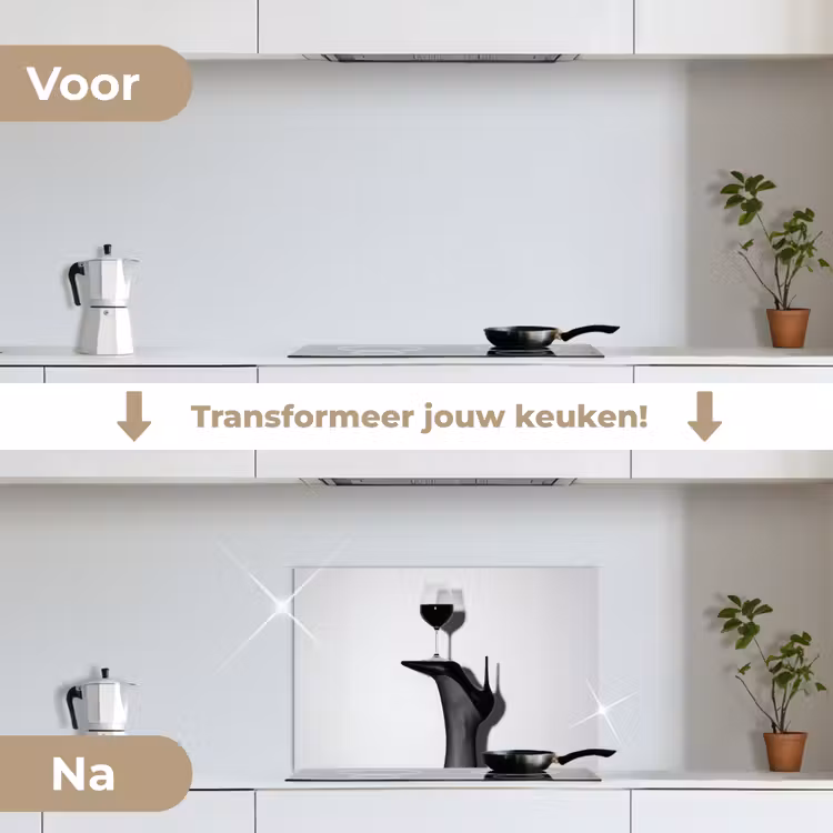 Spatscherm keuken - Hak - Wijn - Minimalistisch - Zwart — 3