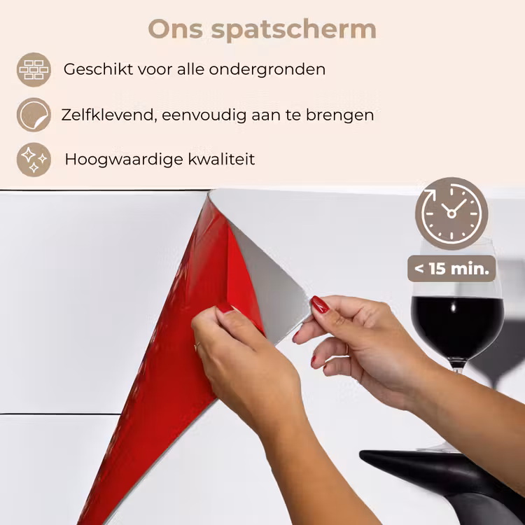 Spatscherm keuken - Hak - Wijn - Minimalistisch - Zwart — 4