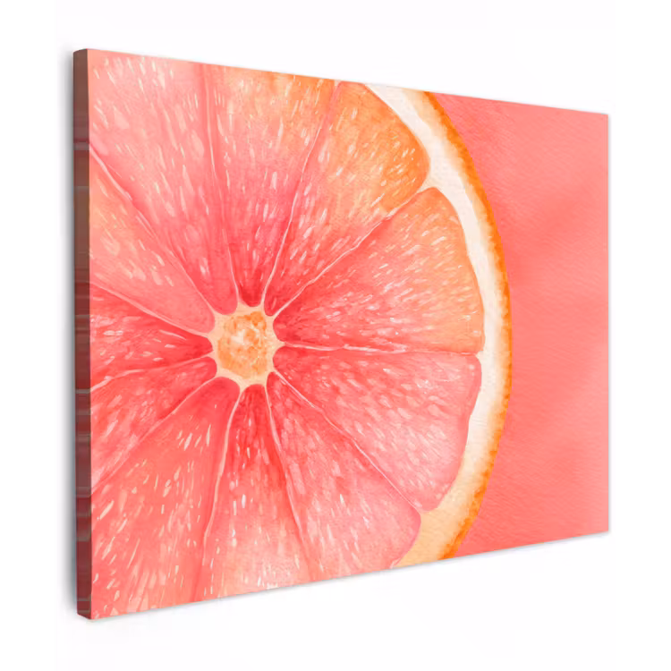 Canvas schilderij - Grapefruit - Roze - Levendig — 1