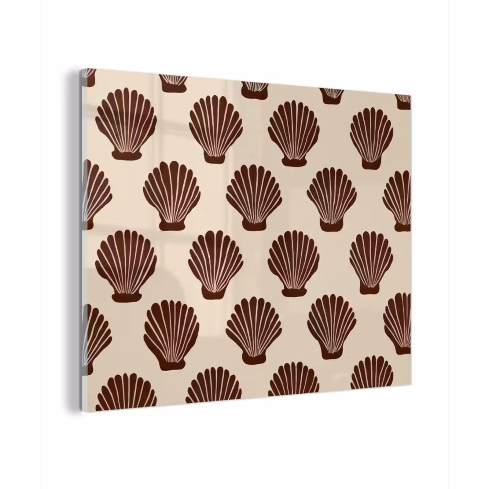 Glas schilderij - Schelpen - Bruin - Patroon — 1