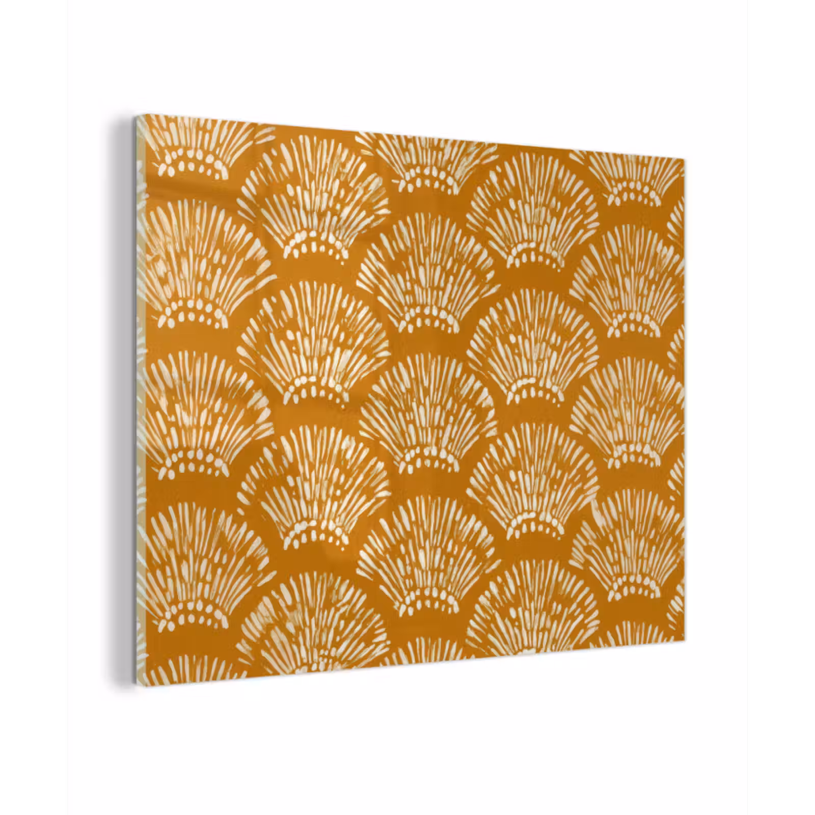 Glas schilderij - Waaierachtige motieven - Geel - Vintage — 1