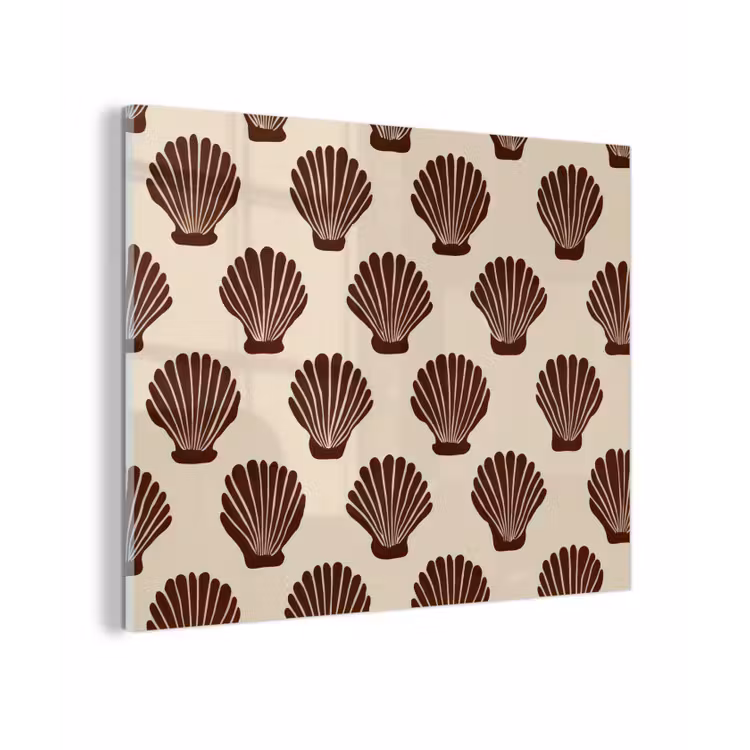 Glas schilderij - Schelpen - Bruin - Patroon — 1