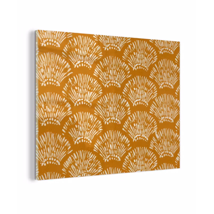 Glas schilderij - Waaierachtige motieven - Geel - Vintage — 1