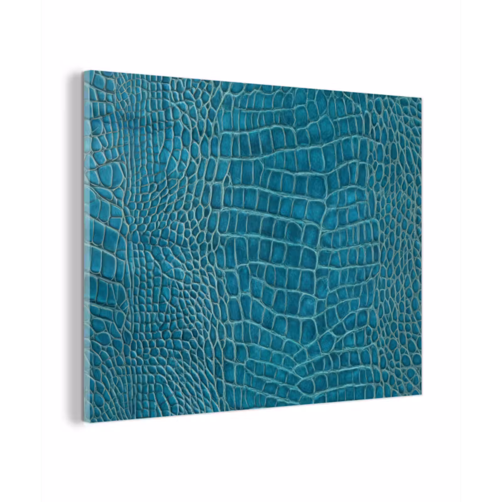 Glas schilderij - Krokodillenleertextuur - Blauw - Exotisch — 1