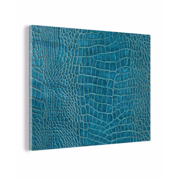 Glas schilderij - Krokodillenleertextuur - Blauw - Exotisch — 1