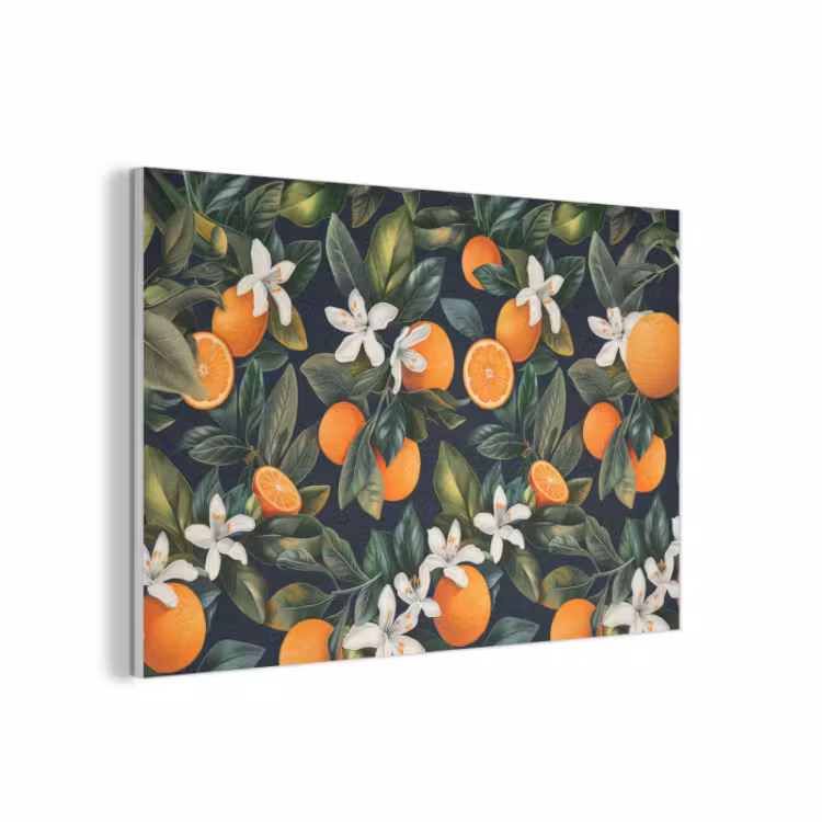 Akoestisch schilderij - Sinaasappels - Bloesems - Bladeren - Tropisch — 1