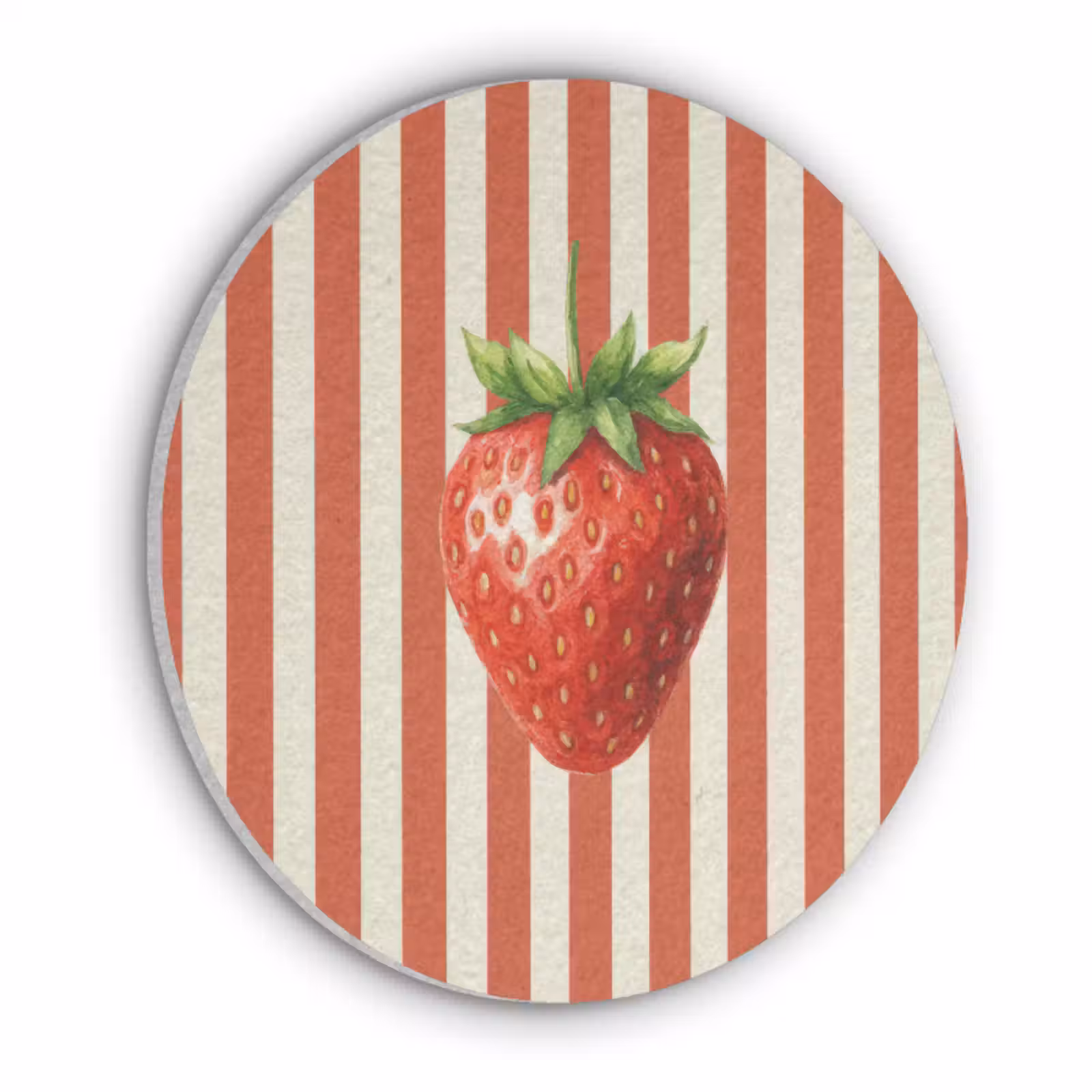 Akoestisch schilderij rond - Aardbei - Strepen - Rood — 1