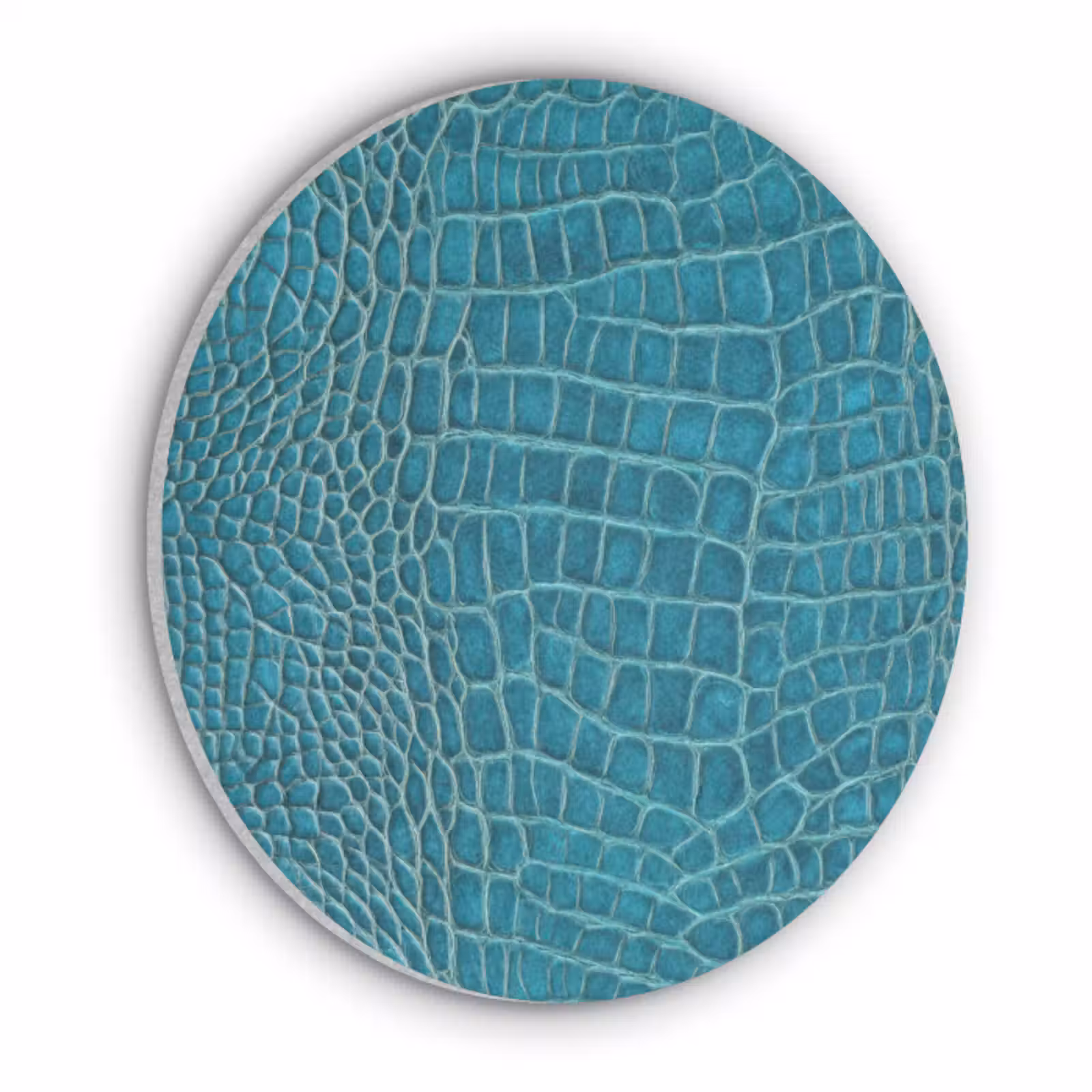 Akoestisch schilderij rond - Krokodillenleertextuur - Blauw - Exotisch — 1