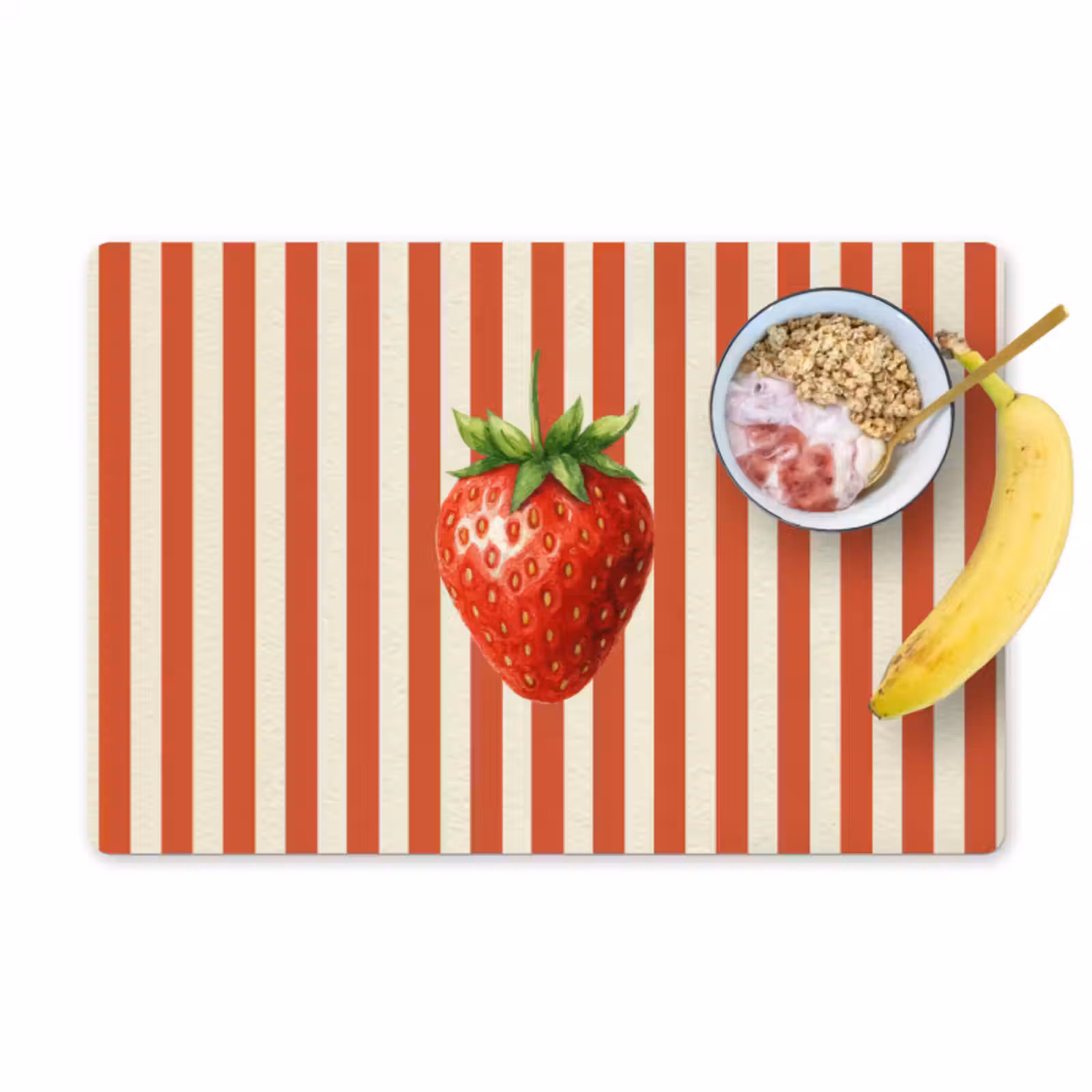 Placemat - 6 stuks - Aardbei - Strepen - Rood — 1