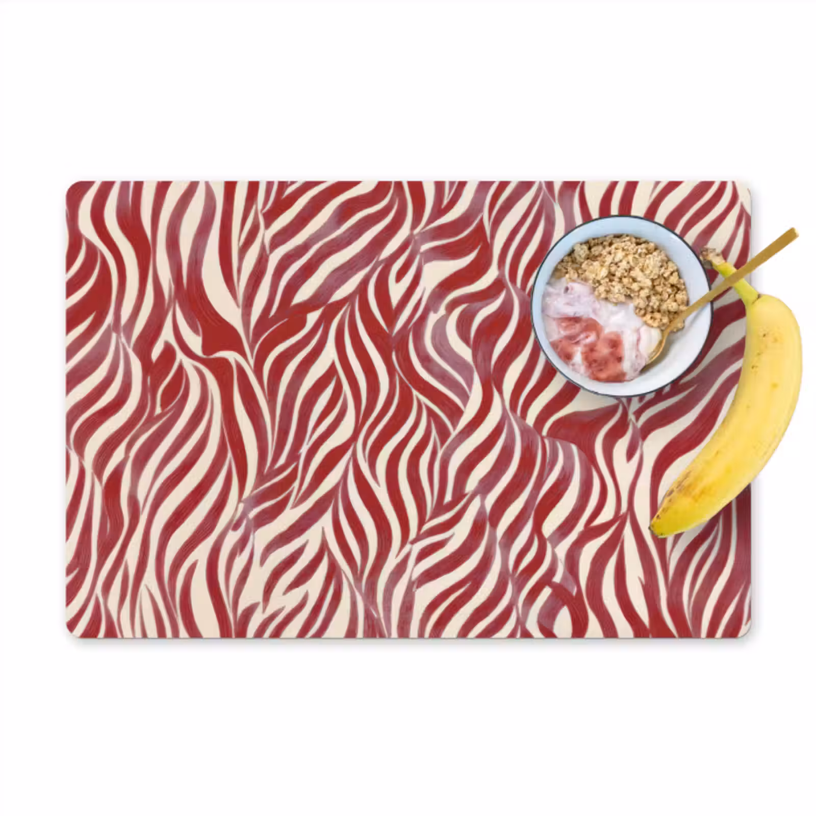 Placemat - 6 stuks - Golvende vormen - Abstract - Rood — 1