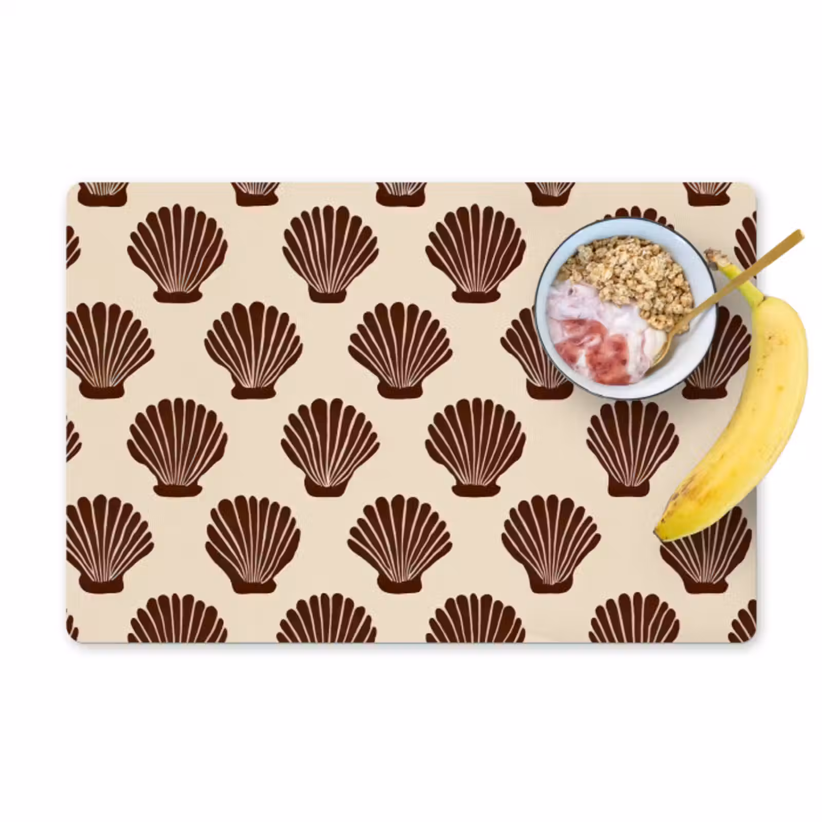 Placemat - 6 stuks - Schelpen - Bruin - Patroon — 1