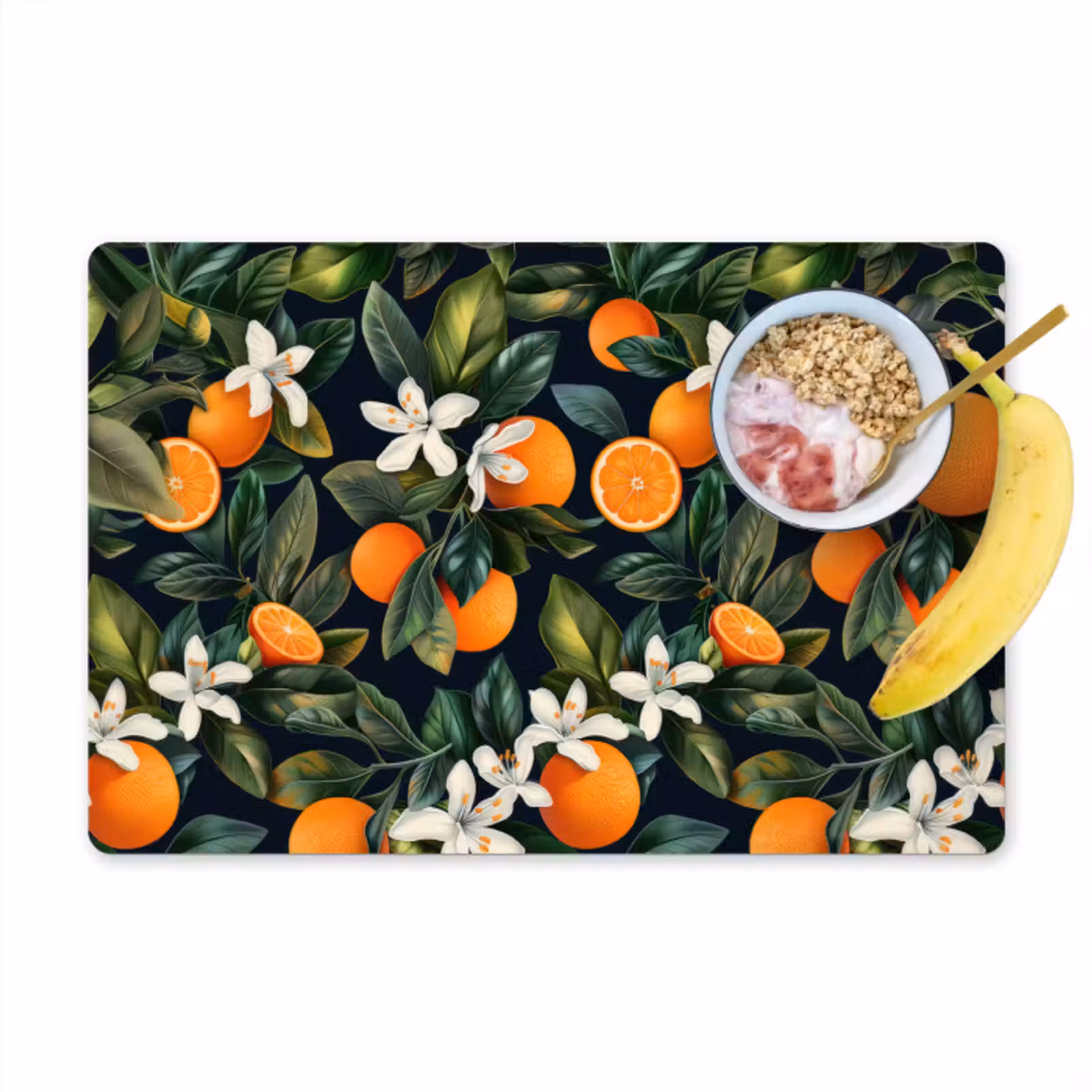 Placemat - 6 stuks - Sinaasappels - Bloesems - Bladeren - Tropisch — 1
