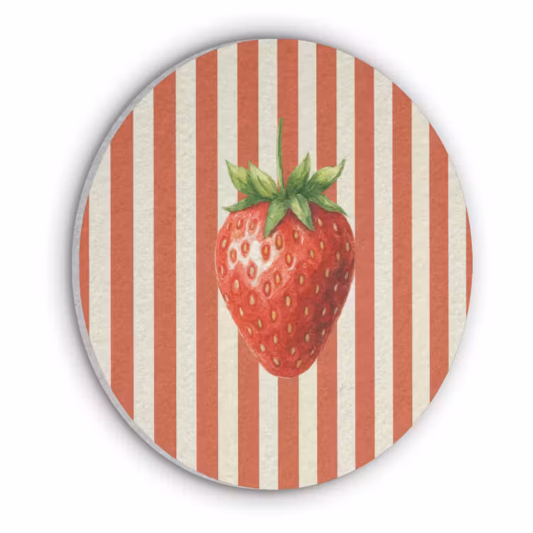 Akoestisch schilderij rond - Aardbei - Strepen - Rood — 1