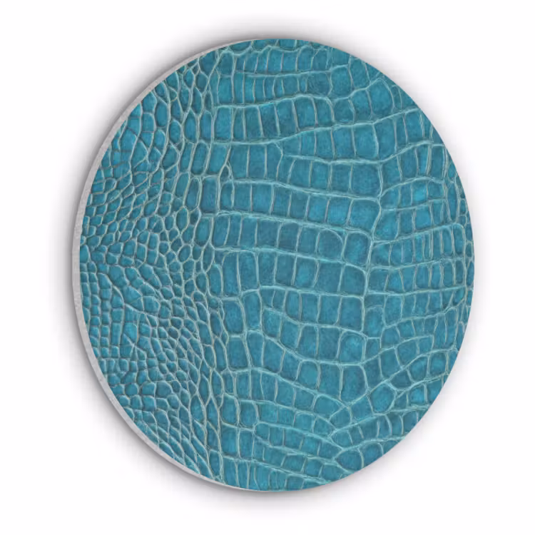 Akoestisch schilderij rond - Krokodillenleertextuur - Blauw - Exotisch — 1