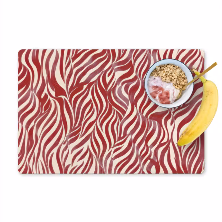 Placemat - 6 stuks - Golvende vormen - Abstract - Rood — 1