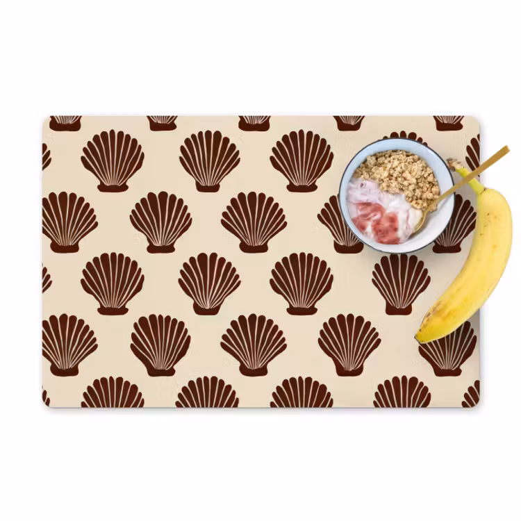 Placemat - 6 stuks - Schelpen - Bruin - Patroon — 1