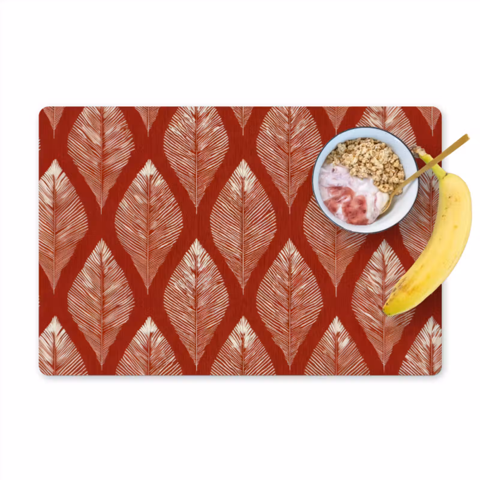 Placemat - 6 stuks - Bladeren - Rood - Elegant — 1