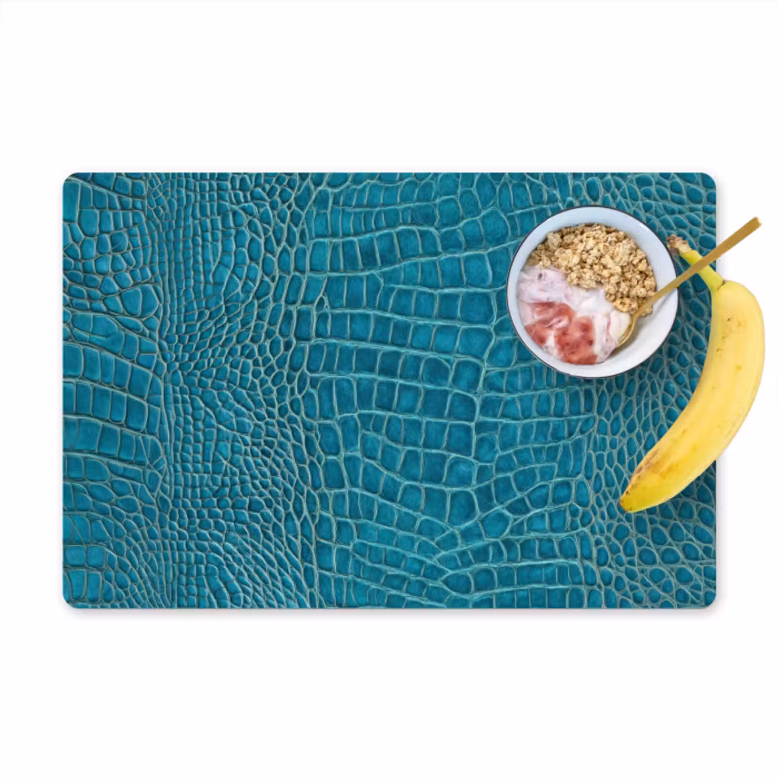 Placemat - 6 stuks - Krokodillenleertextuur - Blauw - Exotisch — 1