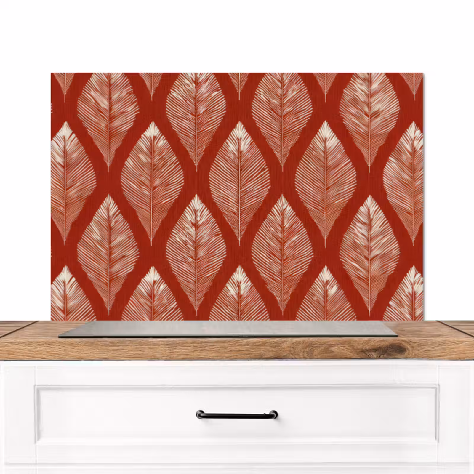 Spatscherm keuken - Bladeren - Rood - Elegant — 1