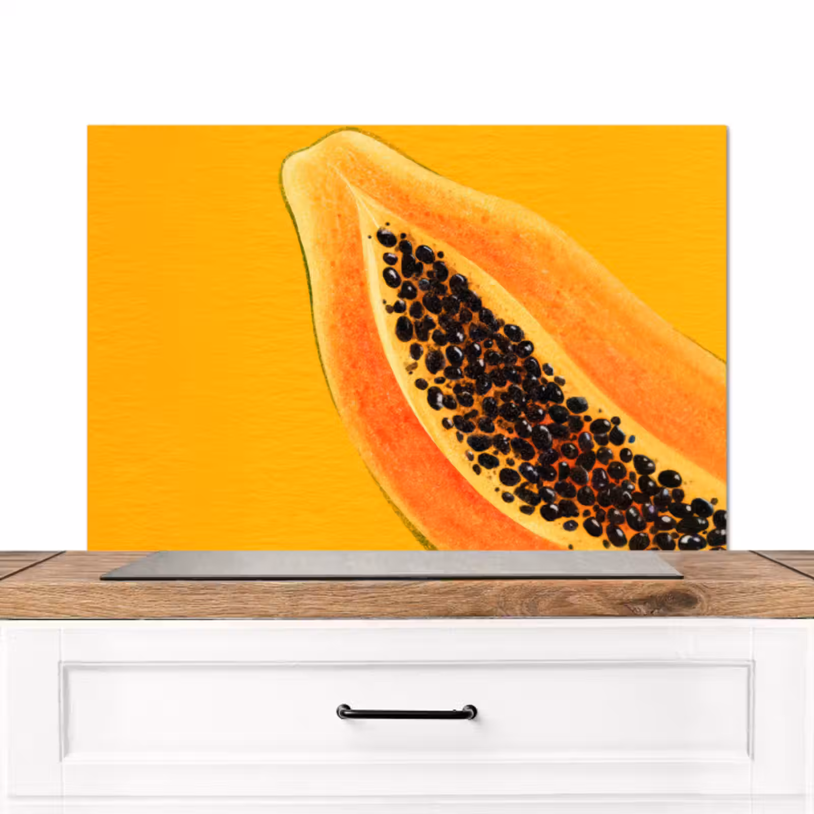 Spatscherm keuken - Papaja - Oranje - Topisch — 1