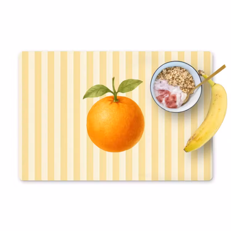 Placemat - 6 stuks - Sinaasappel - Strepen - Oranje - Zomers — 1