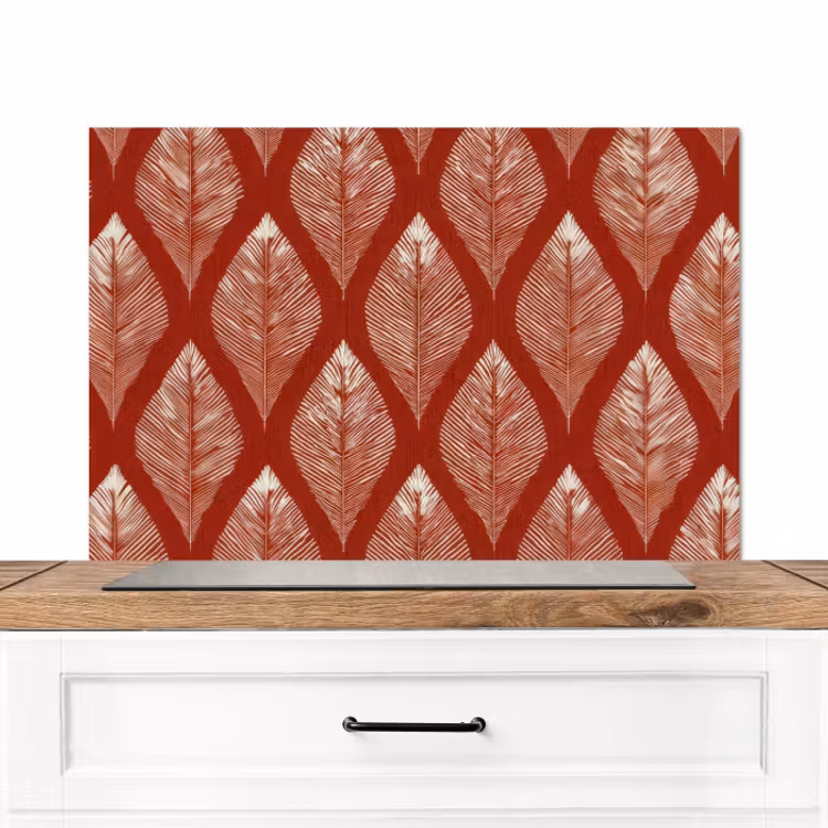 Spatscherm keuken - Bladeren - Rood - Elegant — 1