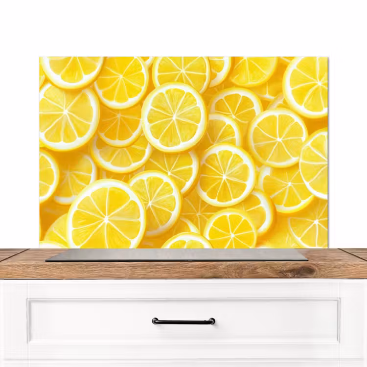 Spatscherm keuken - Citroenen - Geel - Zomers - levendig — 1