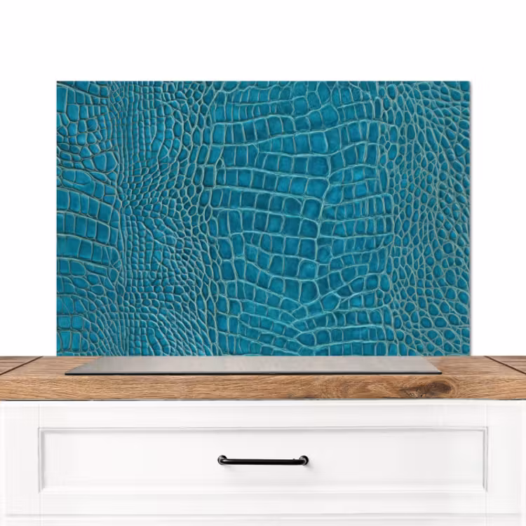 Spatscherm keuken - Krokodillenleertextuur - Blauw - Exotisch — 1