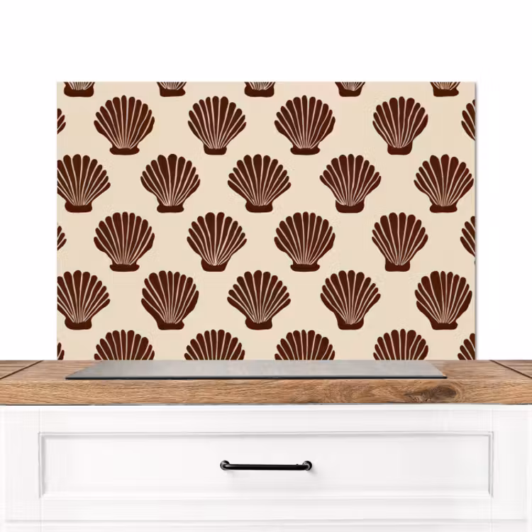 Spatscherm keuken - Schelpen - Bruin - Patroon — 1