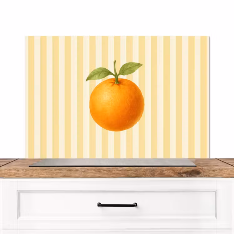 Spatscherm keuken - Sinaasappel - Strepen - Oranje - Zomers — 1